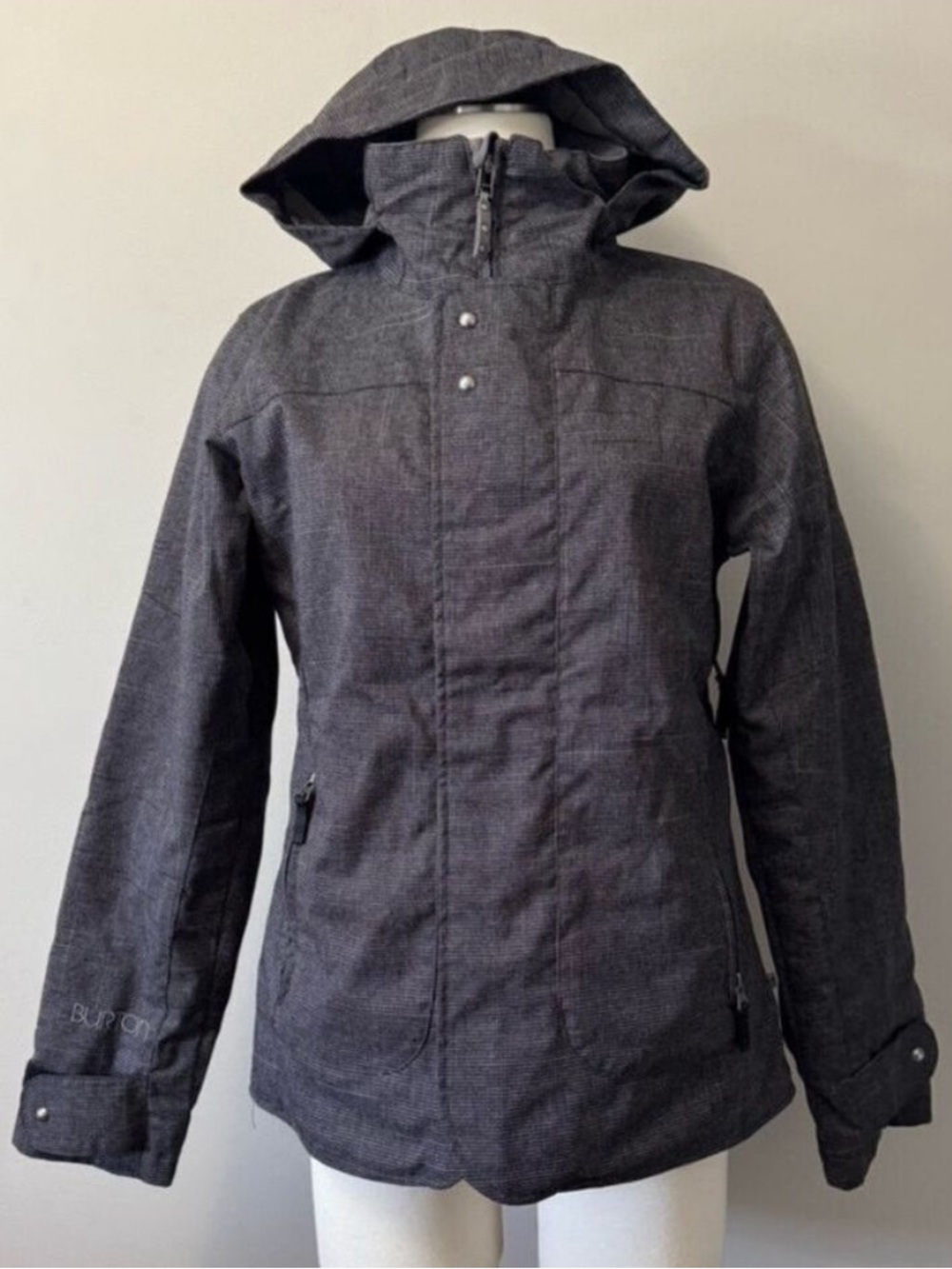 Burton Gray Ski Jacket with Hood and Zipper Small